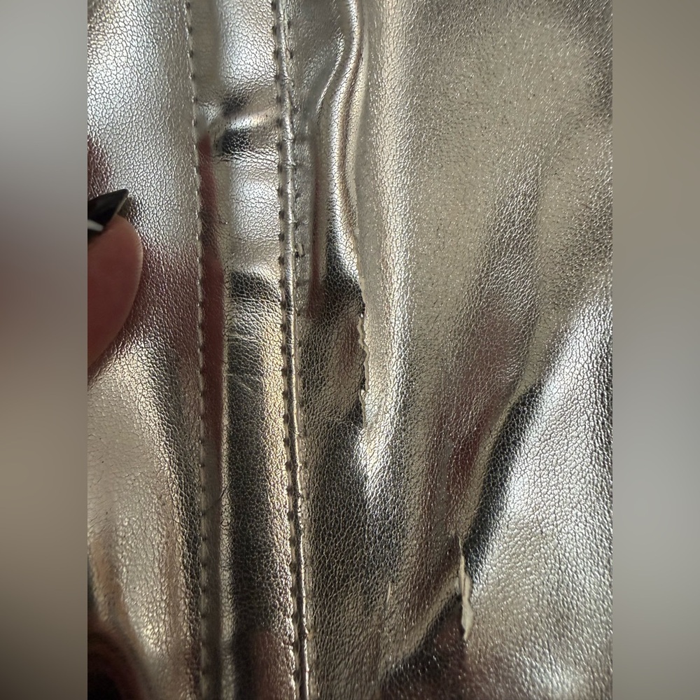 Burleska silver faux leather corset with heavy metal fasteners - Picture 3 of 9